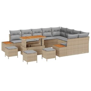 vidaXL Ensemble de canapé de jardin 13 Pièces Beige Poly rotin