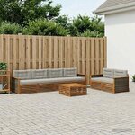 vidaXL Ensemble de canapés d'extérieur 7 pc Naturel et gris clair