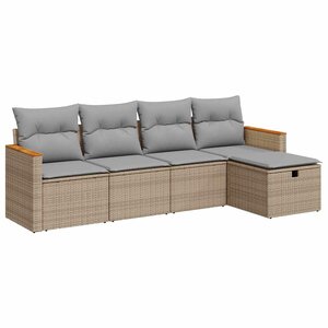 vidaXL Salon de jardin avec coussins 5 Pièces beige résine tressée