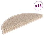 vidaXL Tapis d'escalier 15 pièces 56 x 17 x 3 cm Beige clair Demi-rond