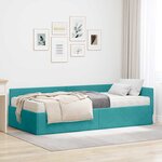 vidaXL Cadre de lit d'angle avec matelas Autre 2 Pièces Vert Velours