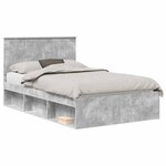 vidaXL Cadre de lit Béton 120 x 190 cm Bois de pin massif