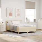 vidaXL Lit à ressorts avec matelas Crème 140 x 200 cm tissu