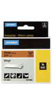 DYMO Rhino - Etiquettes Industrielles Vinyle 19mm x 5.5m - Noir sur Orange