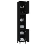 vidaXL Armoire de salle de bain noir 30x30x190 cm bois d'ingénierie