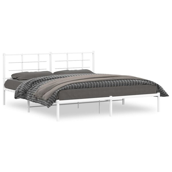 vidaXL Cadre de lit métal sans matelas et tête de lit blanc 183x213 cm