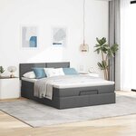 vidaXL Lit ottoman avec matelas et LED gris foncé 140x200 cm tissu