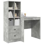 vidaXL Bureau avec tiroir avec étagère avec stockage 2 Pièces Gris béton