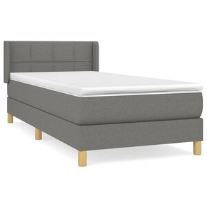 vidaXL Sommier à lattes de lit avec matelas Gris foncé 80x200 cm Tissu