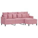 vidaXL Canapé à 3 places avec repose-pieds Rose 180 cm Velours