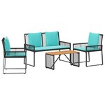 vidaXL Ensemble de meubles d'extérieur 9 pc Noir et turquoise