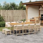 vidaXL Ensemble à manger de jardin et coussins 13 Pièces beige