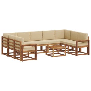 vidaXL Ensemble de canapés d'extérieur 10 pc Naturel et Beige