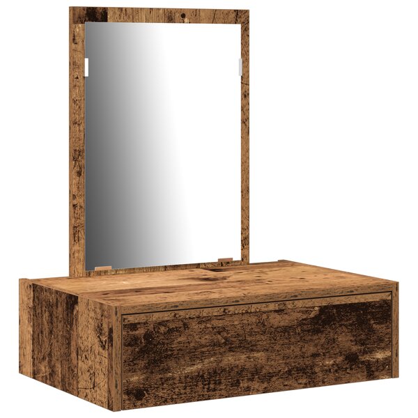 vidaXL Table de Maquillage Murale Bois Vieilli 60x40x70 cm