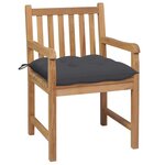 vidaXL Chaises de jardin lot de 2 et coussins anthracite Bois de teck