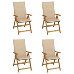 vidaXL Chaises inclinables de jardin lot de 4 et coussins Bois acacia