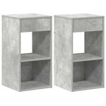 vidaXL Tables de chevet avec tiroir 2 Pièces gris béton 35x34x66 5 cm