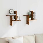 vidaXL Étagères murales 2 Pièces chêne fumé 38x12x38 cm bois d'ingénierie