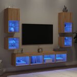 vidaXL Unités murales TV avec LED 8 Pièces chêne sonoma bois d'ingénierie