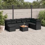 vidaXL Salon de jardin 9 Pièces avec coussins noir résine tressée