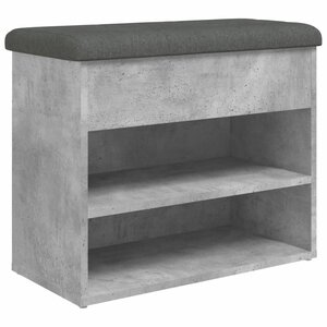 vidaXL Banc à chaussures gris béton 62x32x50 cm bois d'ingénierie