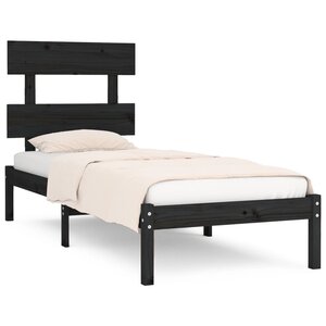 vidaXL Cadre de lit sans matelas noir 100x200 cm bois massif