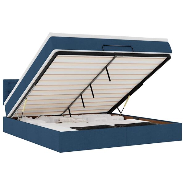 VidaXL Cadre de lit ottoman avec matelas bleu 160x200 cm tissu