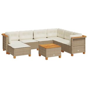 vidaXL Salon de jardin avec coussins 8 Pièces beige résine tressée