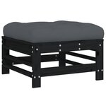 vidaXL Salon de jardin 8 Pièces avec coussins noir bois massif