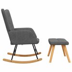 vidaXL Chaise à bascule avec tabouret Gris foncé Tissu