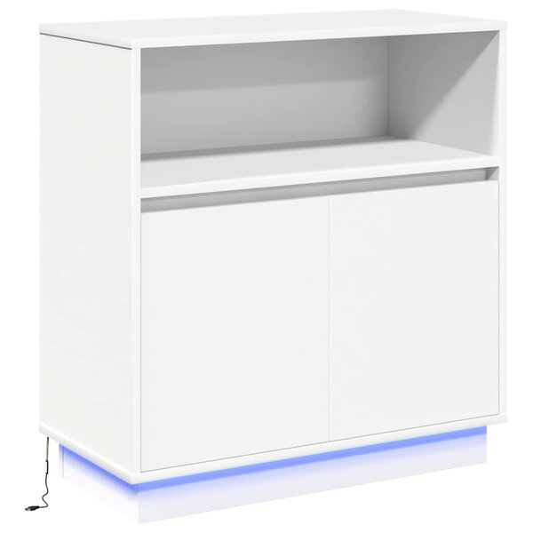 vidaXL Buffet LED Blanc 71 x 34 5 x 75 cm Bois d'ingénierie