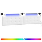 vidaXL Tête de lit suspendue Avec lumière LED Blanc Tissu