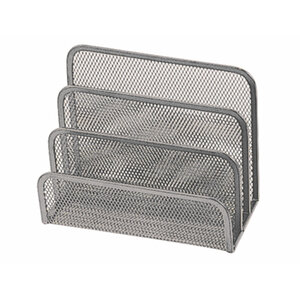 Trieur enveloppes q-connect métal mesh maille métallique 3 compartiments courrier 170x135x83mm coloris argent