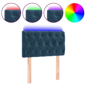 vidaXL Tête de lit à LED Bleu foncé 80x7x78/88 cm Velours