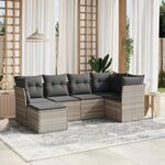vidaXL Salon de jardin 6 Pièces avec coussins gris clair résine tressée