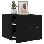 vidaXL Tables de chevet murales avec lumières LED 2 Pièces noir