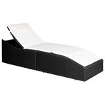 vidaXL Chaise longue avec coussin Résine tressée Noir