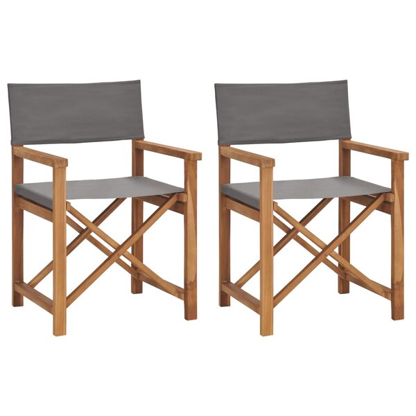 vidaXL Chaises de metteur en scène lot de 2 Bois de teck massif Gris