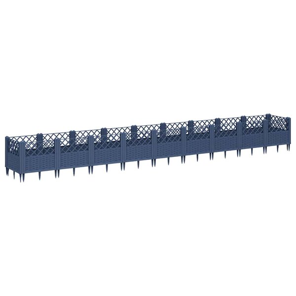 vidaXL Jardinière avec piquets bleu gris 363 5x43 5x43 5 cm PP