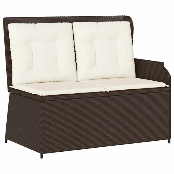 vidaXL Banc de jardin avec coussin Marron Poly rotin