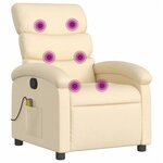 vidaXL Fauteuil de massage inclinable Crème Tissu