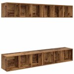 vidaXL Meuble TV mural 4 Pièces Bois ancien 37 x 37 x 107 5 cm
