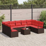 vidaXL Ensemble de Canapés avec coussin 10 Pièces Marron polyrotin