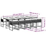 vidaXL Ensemble à manger de jardin 11Pièces avec coussins gris poly rotin
