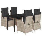 vidaXL Ensemble à manger de jardin et coussins 5 Pièces gris clair rotin