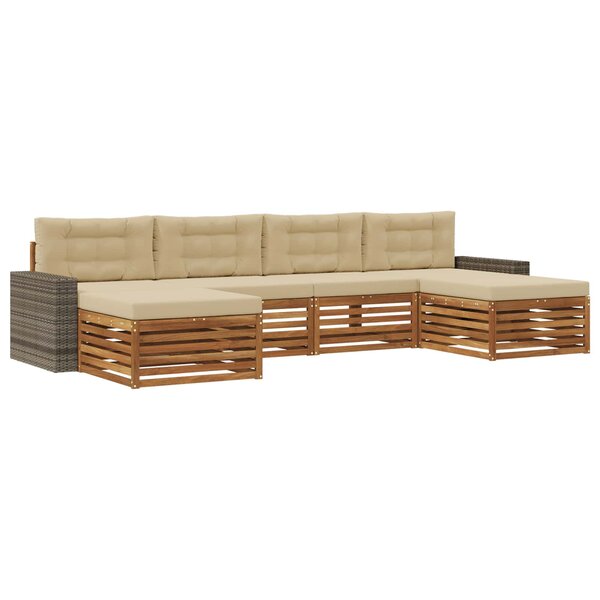 vidaXL Ensembles de canapés avec coussin 6 Pièces Bois d'Acacia Massif