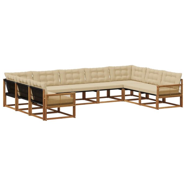 vidaXL Ensemble de canapés d'extérieur 9 pc Naturel et Beige