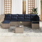 vidaXL Ensemble de Canapés avec coussin 8 Pièces Gris polyrotin