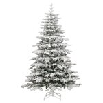 vidaXL Sapin de Noël artificiel à charnières avec neige floquée 210 cm