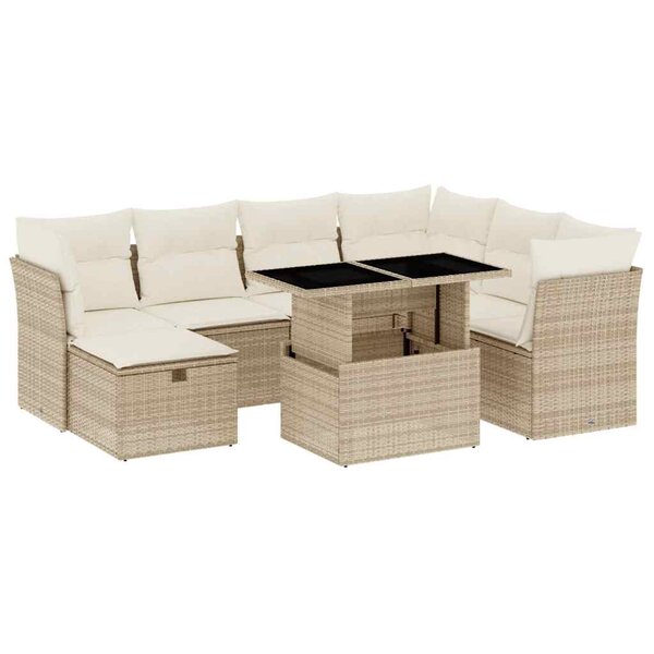 vidaXL Salon de jardin avec coussins 8 Pièces beige résine tressée